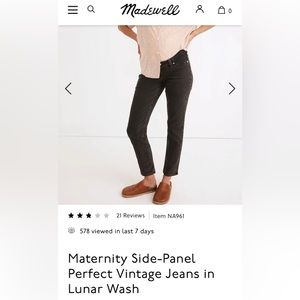 Madewell maternity “perfect vintage jean” with side panels.